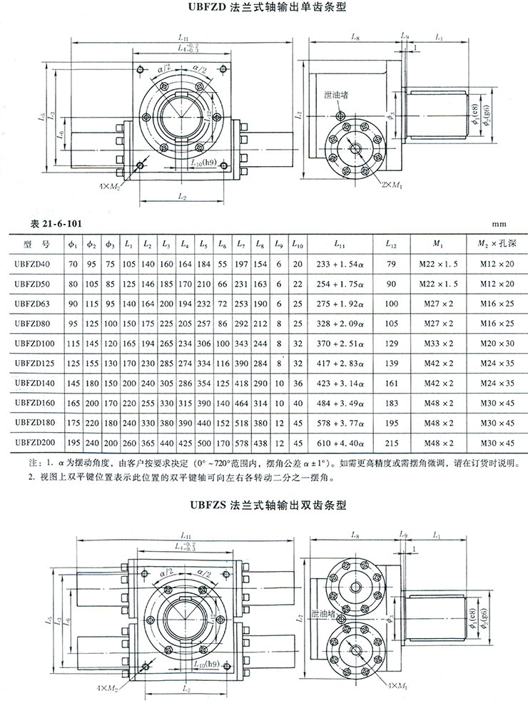 回转摆动液压油缸
